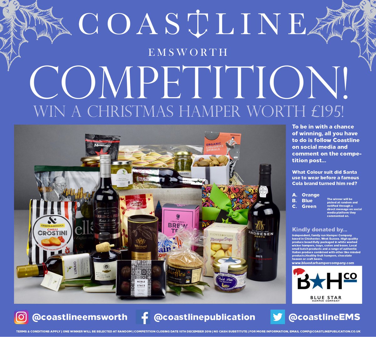 We are delighted to be giving away this fantastic luxury hamper worth £195 from @BlueStarHamper in the latest edition of #coastline perfect for Christmas 🎄 ⚓️🦞 #emsworthlife <a href="/EmsworthLife/">Emsworth Life</a>