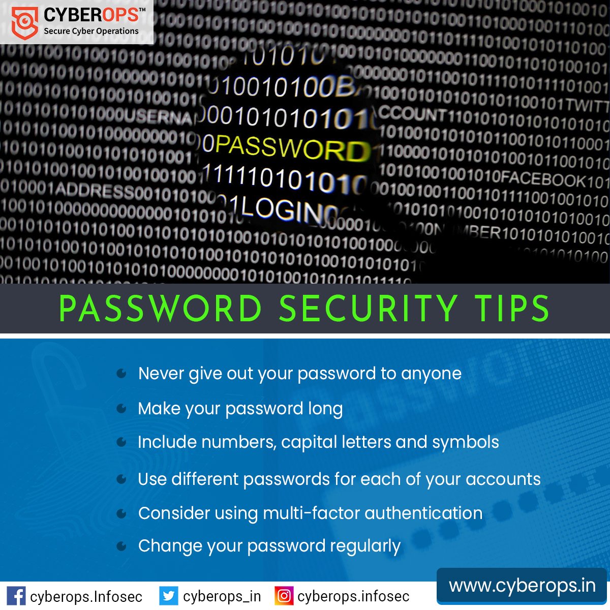 cyberops_in's tweet image. Password Security Tips by Cyberops - bit.ly/2TM2K5a
@CyberDost 
#PasswordSecurity #PasswordSecurityTips #SecurityTips #Cyberops #DataSecurity #InformationSecurity #PasswordTips #StrongPasswordTips