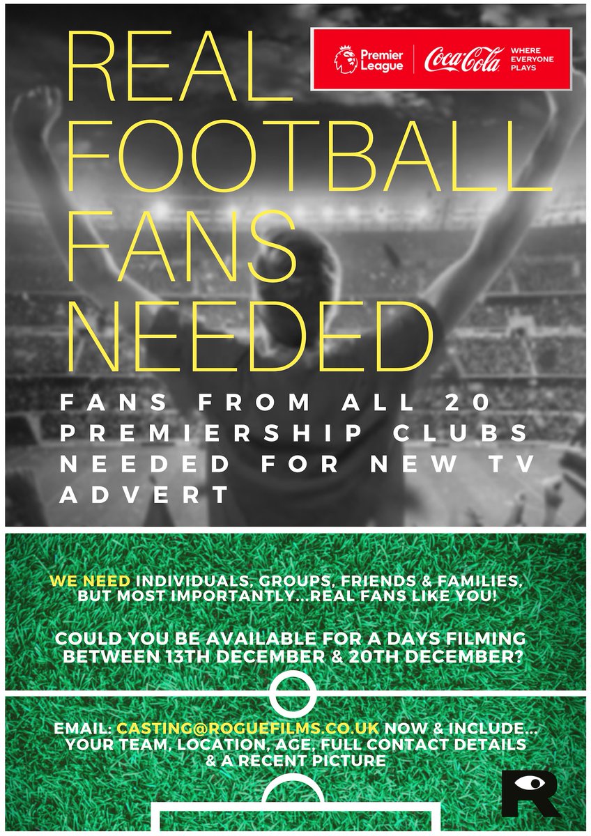 Football Fans needed for TV commercial! apply here: goo.gl/SkWa6K