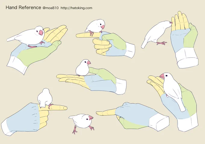 【お知らせ】トレスOKな手のイラスト資料集に「文鳥を飼っている人」「スマホを使う」を追加しました。 https://t.co/aaWJW0JtJn 
