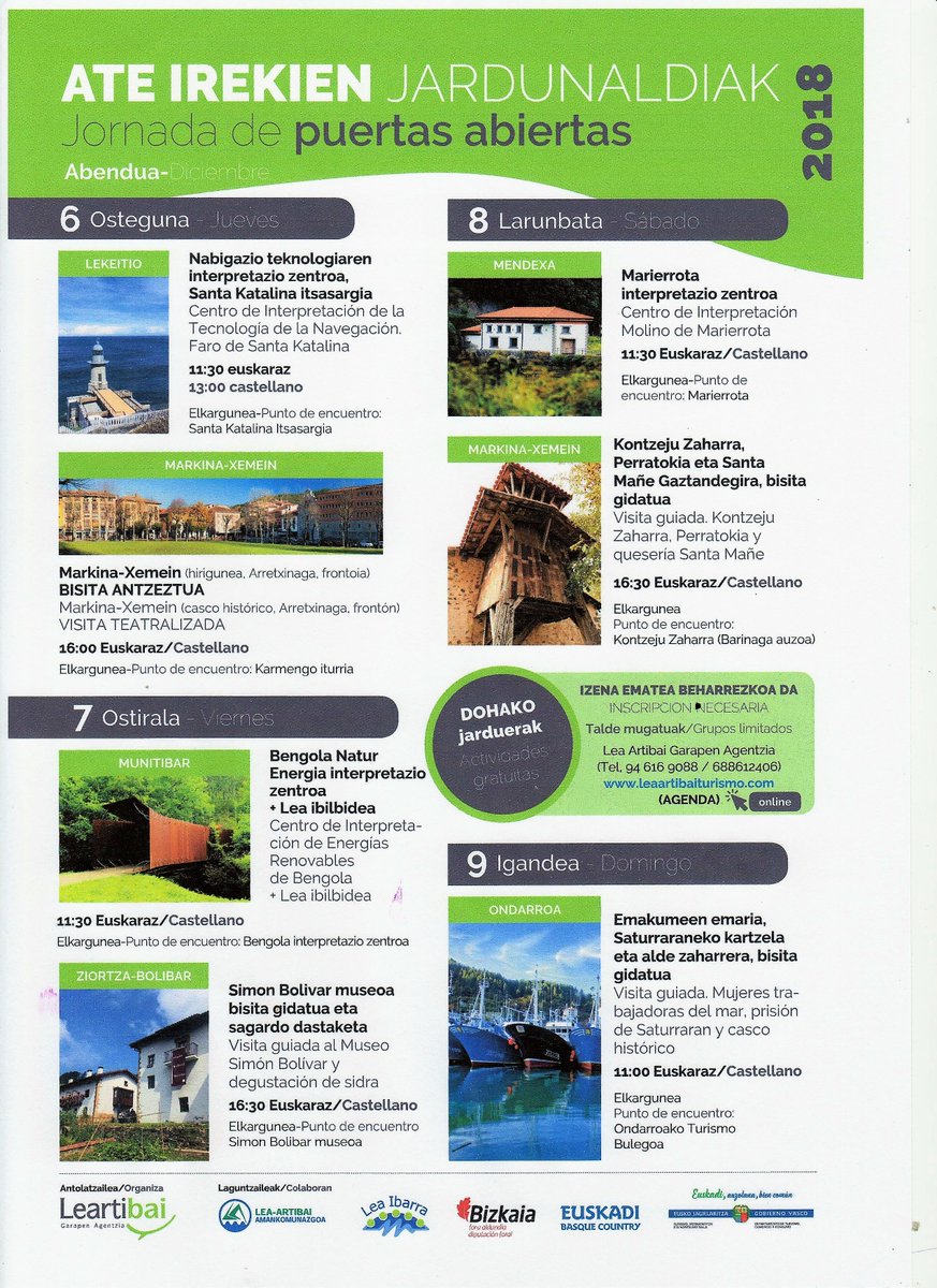 Hurrengo zubian, Lea Artibai eskualdean, Ate irekien jardunaldiak dauzkagu! - En el próximo puente, en Lea Artibai, tenemos Jornada de Puertas abiertas!!