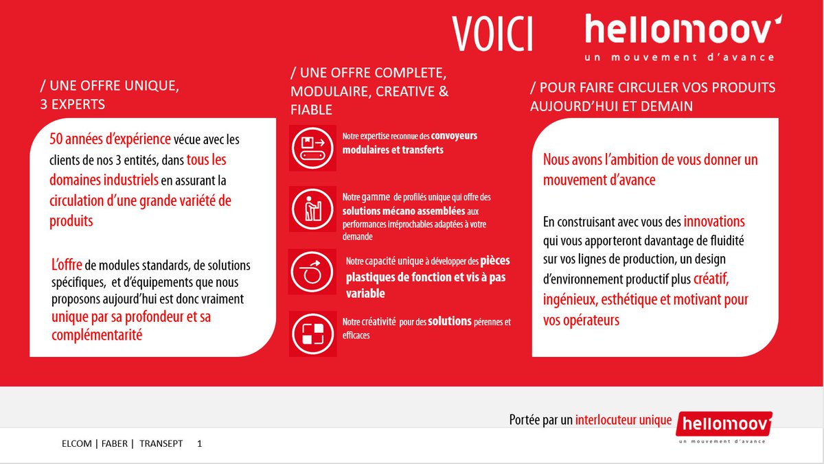 hellomoov's tweet image. 🚀 C&apos;est @hellomoov tout simplement. #convoyeurs #profiles #solutionsmodulaires #manipulationencontinu #transitique #moovitique #faber #transept #elcom #mouvementdavance #conditionnement #ALL4PACK #industrie