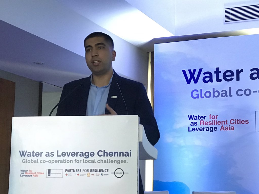 henkovink's tweet photo. Day 2 #Chennai @WaterasLeverage starts inspiring with @rogier_berg @UNHABITAT and Dushyant Mohil @PfRglobal on what &amp; how to leapfrog with #waterasleverage projects, followed by panel on governance, design &amp; finance with #Chennai #Delhi @NIUA_India @100ResCities @NLinIndia https://t.co/X6kPA8fgoo