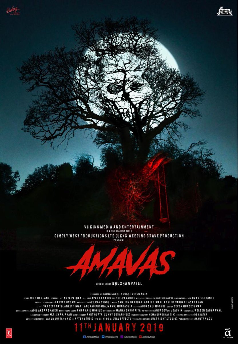 From the director of #1920EvilReturns, #RaginiMMS2 and #Alone... New poster + Teaser of #Amavas... Stars Sachiin Joshi and Nargis Fakhri... Directed by Bhushan Patel... 11 Jan 2019 release... #AmavasTeaser: youtu.be/hHNsQlliWQ0