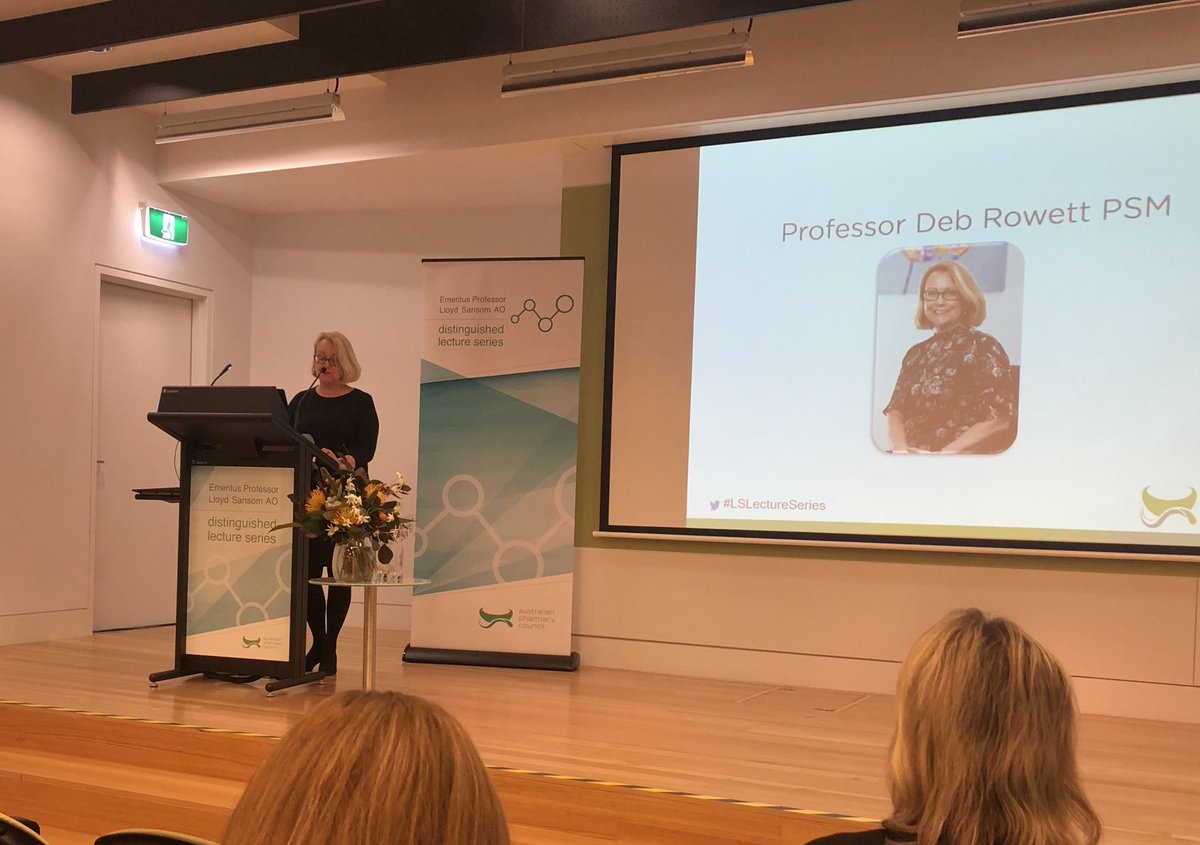 AdPhaChiefExec's tweet photo. The marvellous Deb Rowett giving the #LSLecture 2018 for @AusPharmCouncil #pharmacy https://t.co/uHYZTdcKho