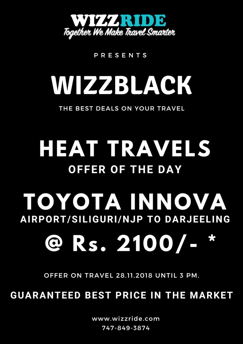 WizzRide's tweet photo. #Wizzride #OfferOfTheDay #TravelSmarter #LuxuryTravelMadeAffordable. #Gangtok #Bagdogra #Airport #Siliguri #Darjeeling #OnlineCabs #SharedCabs #FullCabBooking #bestdeals  #NorthEast #StartUp #Phuntsholing #Jaigaon https://t.co/5rUJE82Yjm