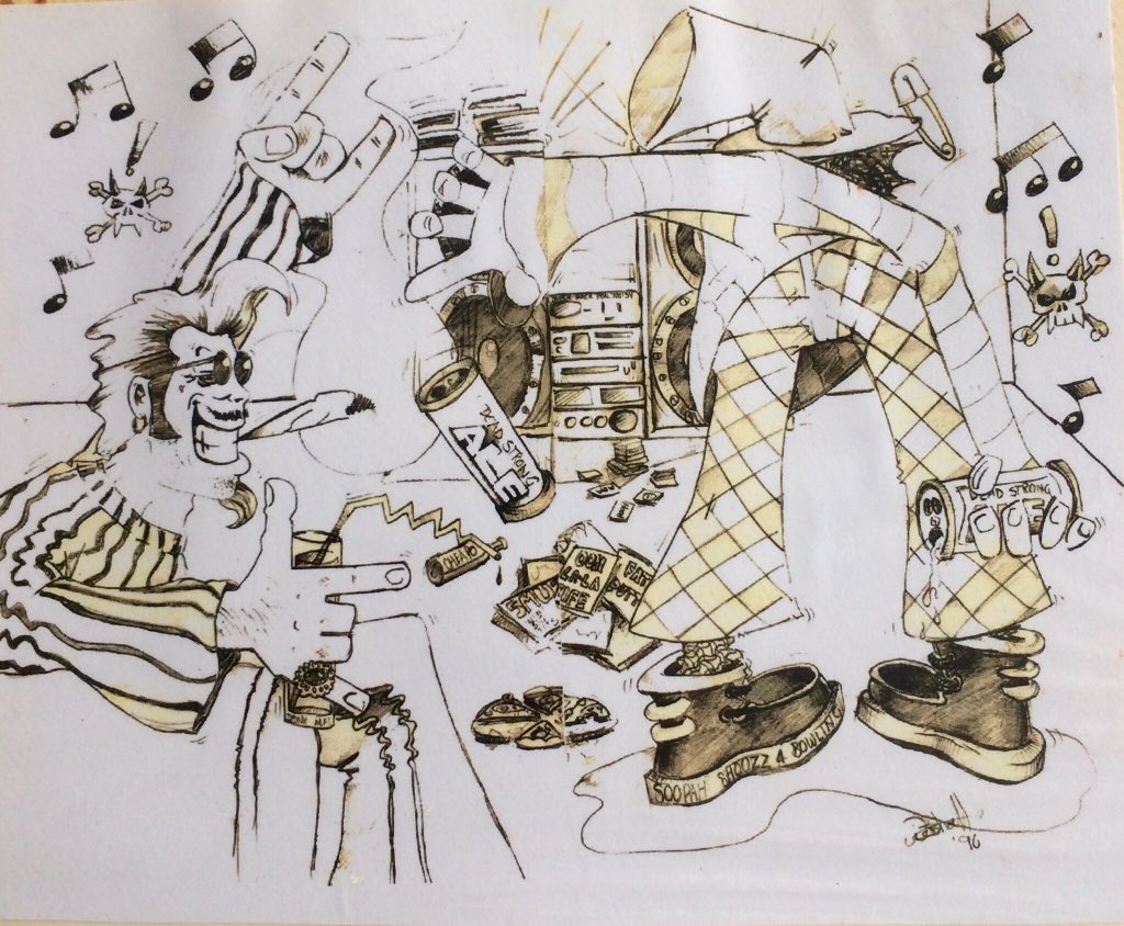 Mookinoodles's tweet photo. Waaaay back from the early nineties when I was a kid and would draw on any scrap of paper or cardboard I could find. https://t.co/j9FdJ8T654