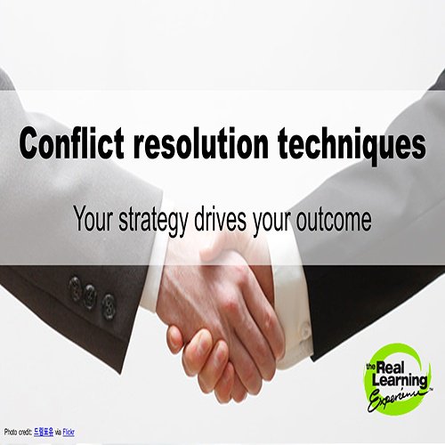 thereallearning's tweet image. When it comes to Conflict Resolution Techniques we always remind people that your strategy drives your outcome. In this free download we outline five conflict resolution strategies that can be used to achieve a positive outcome. bit.ly/2PYCbeM 
#conflictresolution