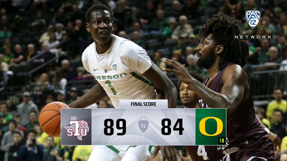 Pac12Network's tweet photo. Ducks fall to Texas Southern despite career-high 32-point game from Bol Bol.

#Pac12Hoops https://t.co/DGnF3U8MoY