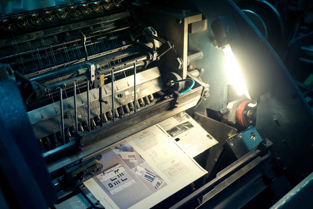SendPoints's tweet photo. Printing progress of the book: Art in Book Form

Image 1: stitching the pages
Image 2: the bound, deckle-edged copies waiting for trimming
Image 3: attaching the book cover by hand
Image 4: the finished books https://t.co/hMnIPAAubh