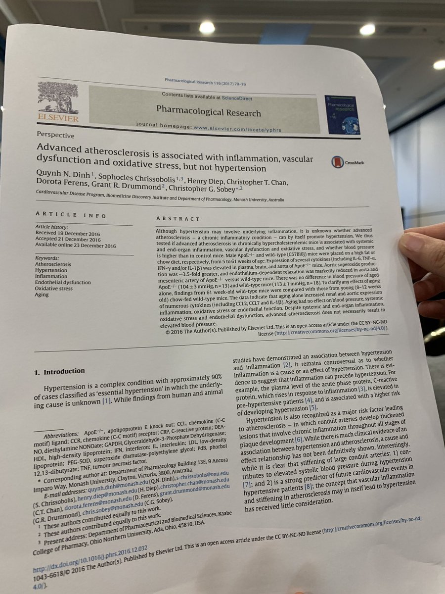 LaTrobe_CVR's tweet photo. Shoutout to @AJMurph5 for referencing our paper in their rebuttal in why inflammation is the most important risk factor in cardiovascular disease #jointASM2018 @HBPRCA. You can check out the paper here: https://t.co/vNLjmWZgKL #citethis https://t.co/lStBBZw5wP