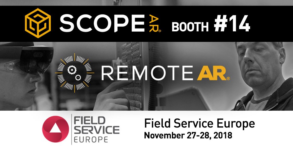 ScopeAR's tweet photo. Welcome to Day 1 of #FieldServiceAmsterdam! Be sure to come by our booth to see how our #enterpriseAR solutions revolutionize the way #remoteworkers immediately connect to critical expert info. #RemoteAR via @fieldservicewbr https://t.co/neghYqxrqv