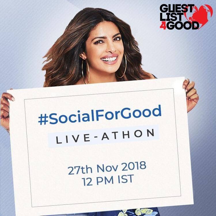 guestlist4good's tweet photo. Guestlist4Good celebrates @priyankachopra for her efforts to create awareness for mental health, cyber bullying & celebrating women entrepreneurship #SocialForGood #Guestlist4Good
https://t.co/Wa8Mm4xdeX https://t.co/Au7v1TTihb