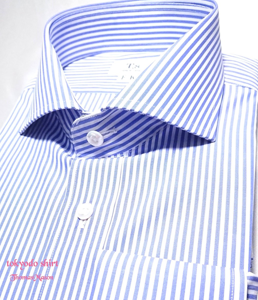 Tokyodo Shirt 東京堂シャツ 先日お作り頂いたお客様のシャツ イタリア のトーマスメーソンでカッタウェイ 定番のロンドンストライプは1着は持っておきたいですね ロンドンストライプ 東京堂シャツ オーダーシャツ トーマスメーソン オーダー