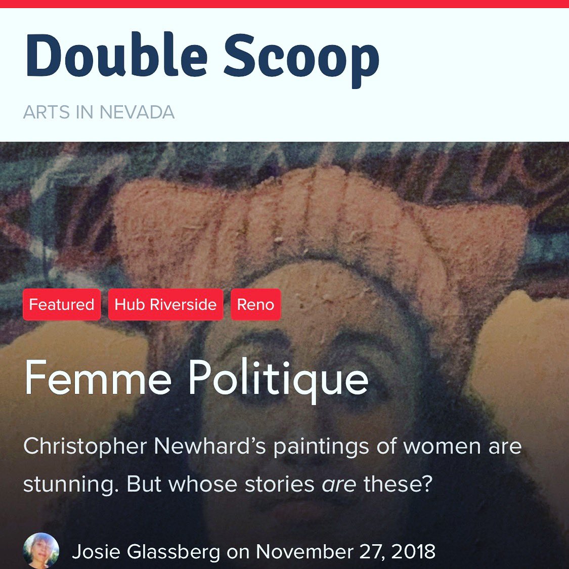 New on Double Scoop: Christopher Newhard’s paintings of women are stunning. But whose stories ARE these?  doublescoop.art/femme-politiqu… #renoart #artspotreno #hubcoffeeroasters
