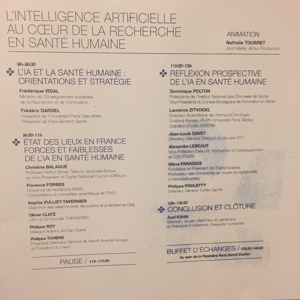 apw's tweet photo. #forum @ParisBiotech #ia en #Sante @VidalFrederique c'est maintenant 🤖����👏 https://t.co/HEaHQL2KDV