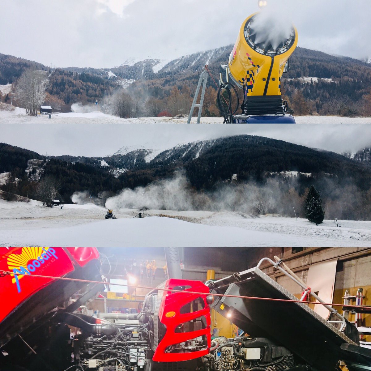 Moosalpregion's tweet photo. Die #Moosalpregion ist fleissig. Die #Wintervorbereitungen sind in vollem Gange. 💪 ❄️

#Törbel #Bürchen #Bodmen #Valaiswallis #Wallis #Switzerland #Ski #Skiing #Snowboard #Snowboarding #Winter #Schnee #Snow #Bergbahn #Skilift #fun #spass #Schneekanone #Pistenbully https://t.co/3WiIy8V06T