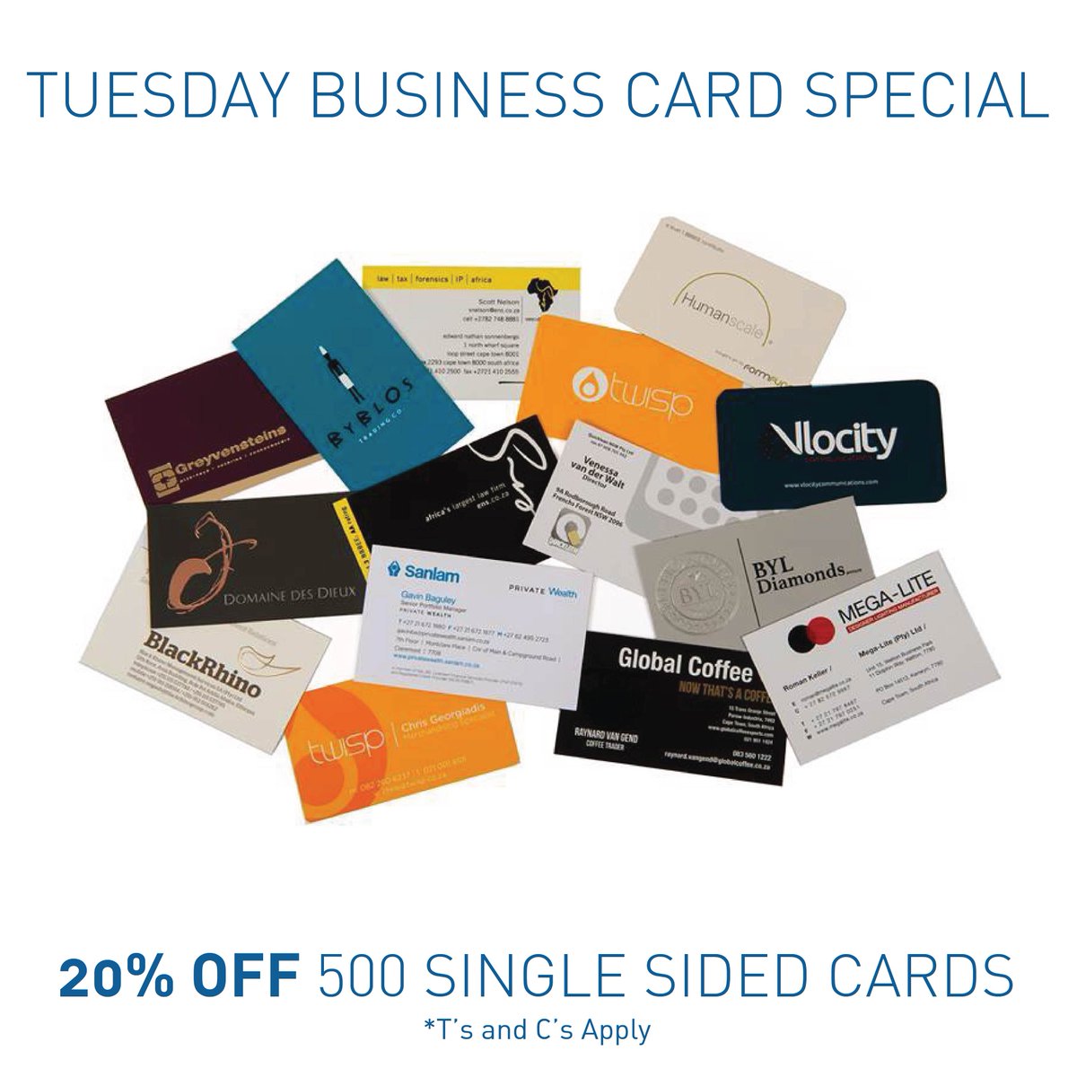 printtag_cpt's tweet photo. For customized business cards, we can litho print on up to 400gsm board and offer all finishes from foiling to die cutting, embossing and laminating.
#businesscards #printing #print #litho #digital #professional #professionalprinters #printtag #capetown #specials #discount https://t.co/FfiM2s6UFZ