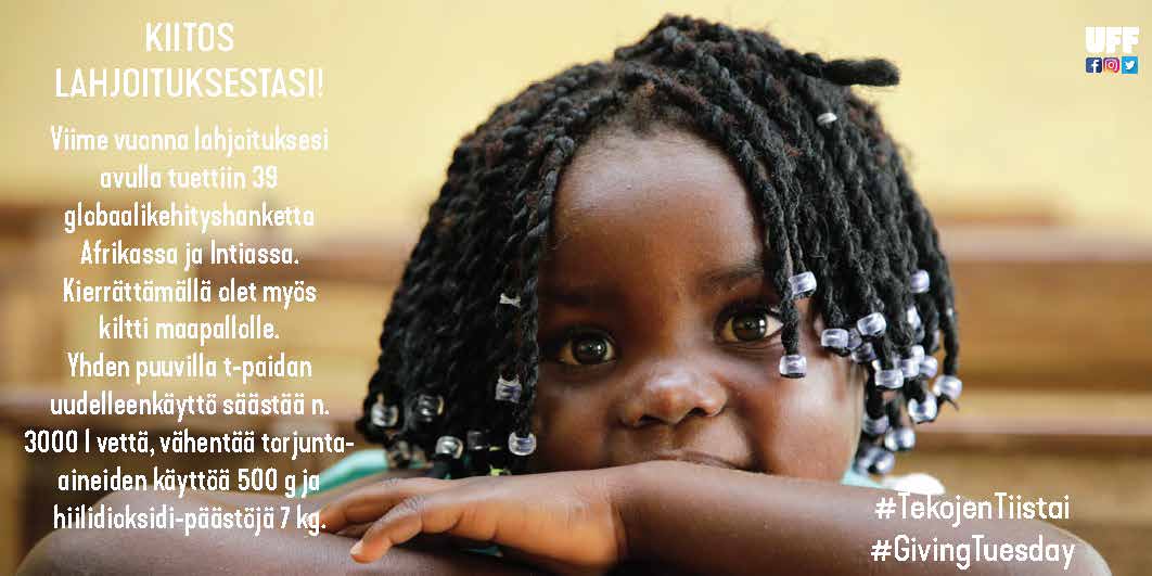 UffFinland's tweet photo. #UffFinland #TekojenTiistai #GivingTuesday #sustainability #climatework #globaldevelopment #ngo #charity #kiitos #thankyou https://t.co/RSl9z1MLaS