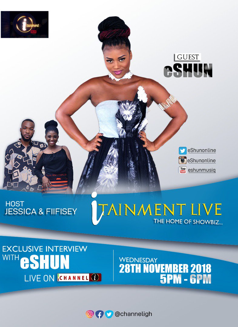 QueeneShun's tweet photo. Tune in tomorrow for gist on love, power, music, and all we will talk about on Itainment. Don't miss out on the fun. #itainmentlive #Akyia @channeligh #Atanfonnyenyame #megezets #Qouphimensmusiq #music https://t.co/Gc7pzgEAYV