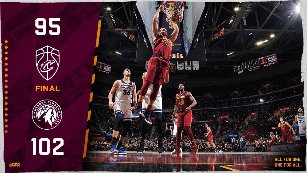 OFFICIEL🚨 : 

Défaite des Cleveland Cavaliers face aux Minnesota Timberwolves 95-102 ! 

Comptes FR des Wolves : <a href="/TWolvesFr/">Timberwolves France 🐺</a> &amp; <a href="/TwolvesFRA/">Timberwolves FR 🐺🇫🇷</a> 

#BeTheFight⁠ ⁠⁠ #AllEyesNorth ⁠ ⁠ #CavsWolves
