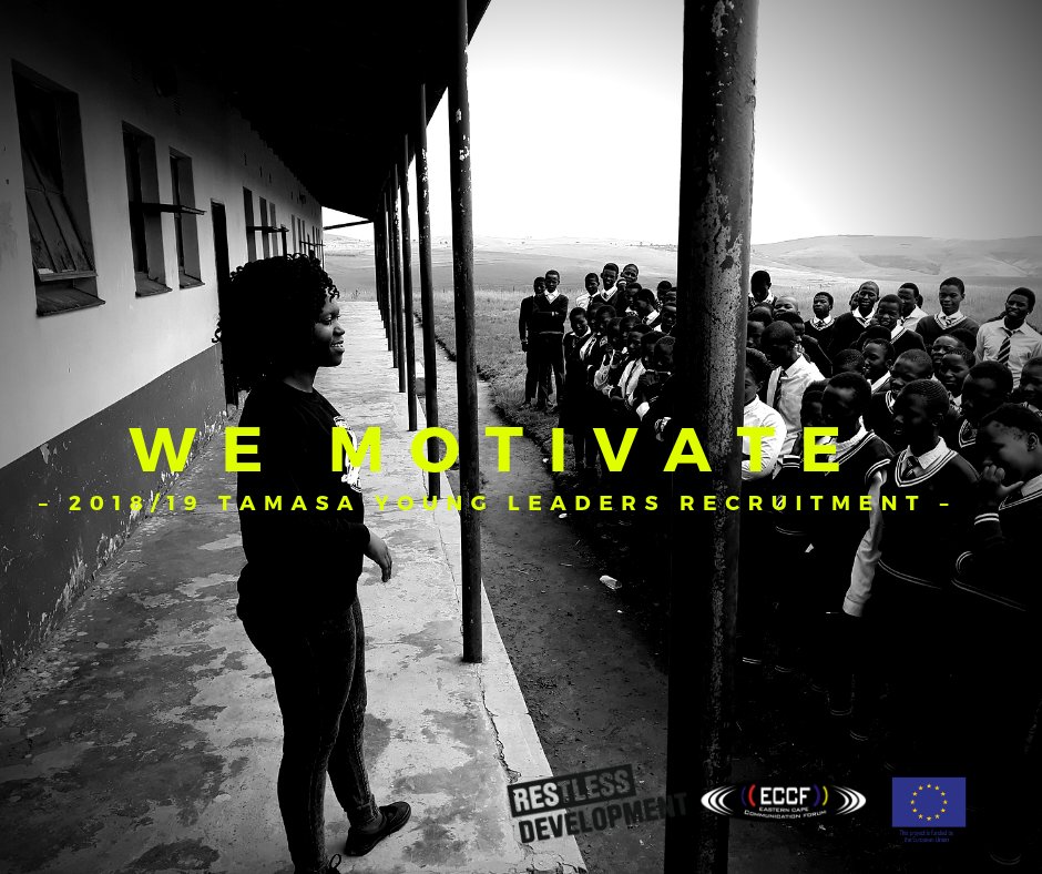 WE MOTIVATE!
Closing date for applications is 7 December 2018.
#TAMASA #EU_SAyouth #WeAreRestless
<a href="/EUinSA/">EU in SA</a> <a href="/the_eccf/">ECCF</a>