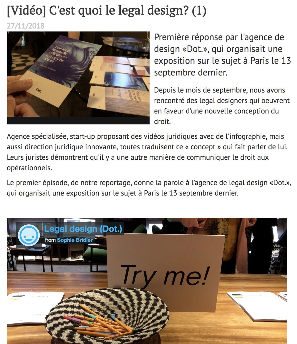 MariePotelSavil's tweet image. For those who still wonder what #legaldesign looks like for real: a short video of #Dotlegaldesign exhibition during #ParisDesignWeek. Huge thanks to @Sophie_Bridier ! bo.actuel-direction-juridique.fr/content/video-…  #futureoflaw #legalux