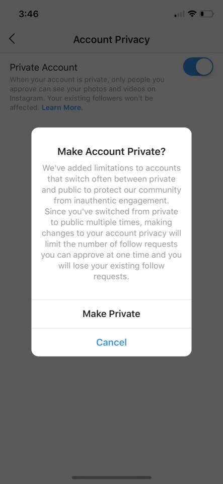 matt navarra on twitter instagram is now restricting accounts that frequently switch between public private - what happens when you follow a private account on instagram