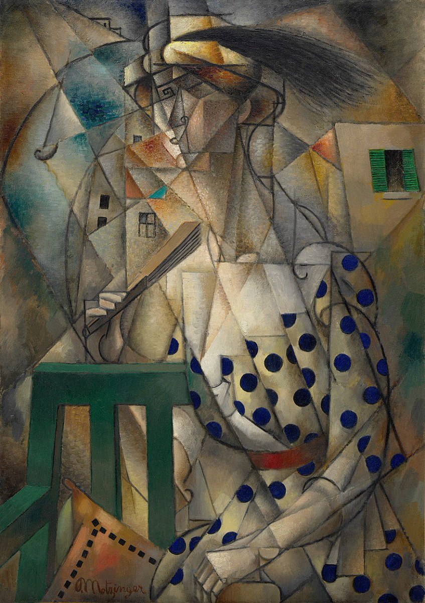 Did you #GuessTheArtist correctly? Here’s the full view of #JeanMetzinger’s “Woman with a Fan” (1912).Learn more about the artist: gu.gg/2zkhVKc #GuggenheimCollection