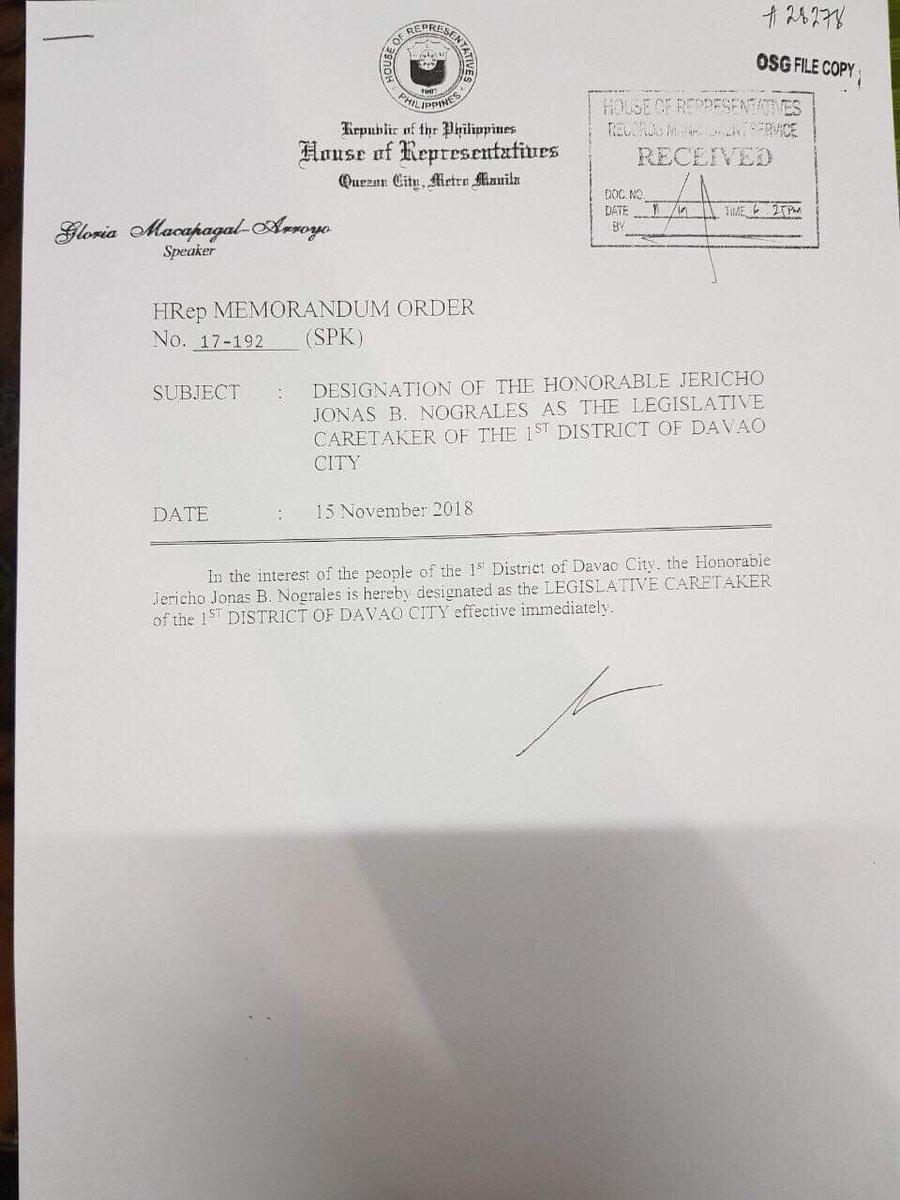Pba Party List Rep Jericho Nograles Designated Caretaker Davao