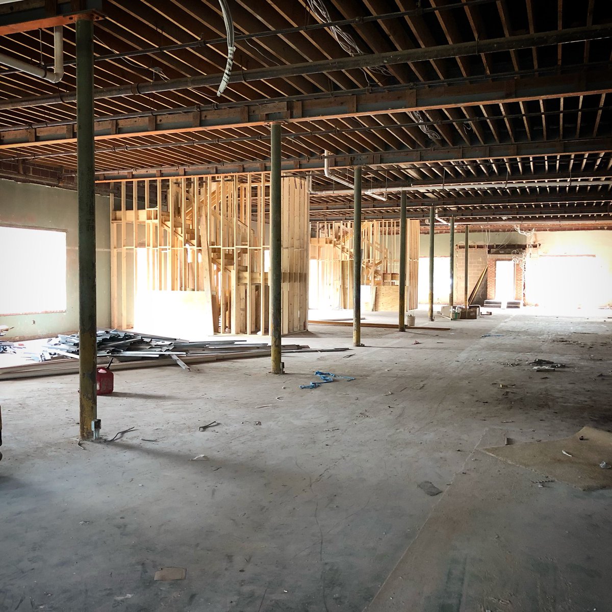 container_yard's tweet photo. Let there be light! The CY 2.0 space feels 20% bigger with the openings made for future windows! #comingspring2019 #downtownMobile #coworking #expanding #growing https://t.co/K3urfpIfA1