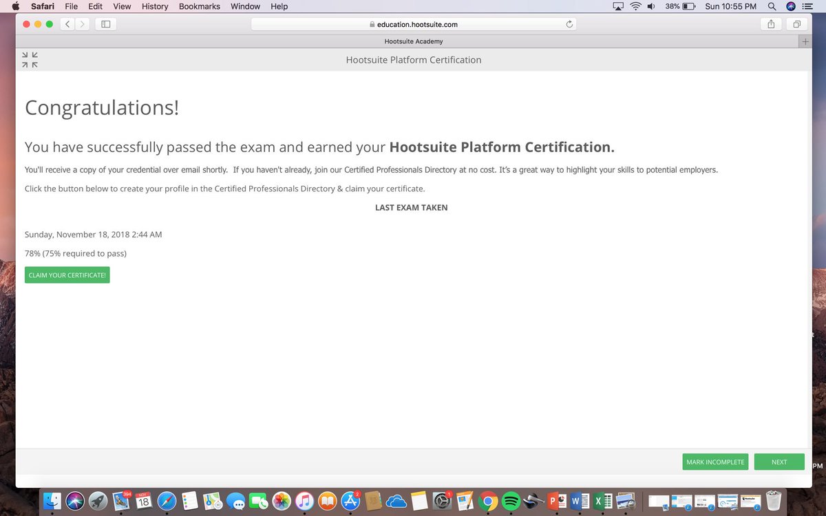 vinlisi's tweet photo. Passed my hootsuite exam #promobypanthers https://t.co/Z4vAZdXuQo