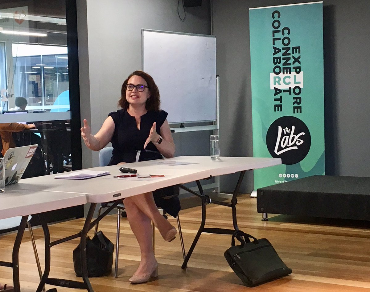 Fantastic to have <a href="/iVolve/">iVolve Pty Ltd</a> CEO <a href="/iVolveKim/">Kim Parascos</a> sharing their #miningtech #startup success story and lessons learned growing their business into global markets with <a href="/Unearthed_S/">Unearthed</a> #Accelerator startup founders this afternoon at <a href="/RiverCityLabs/">🚀River City Labs</a>. Thank you Kim!