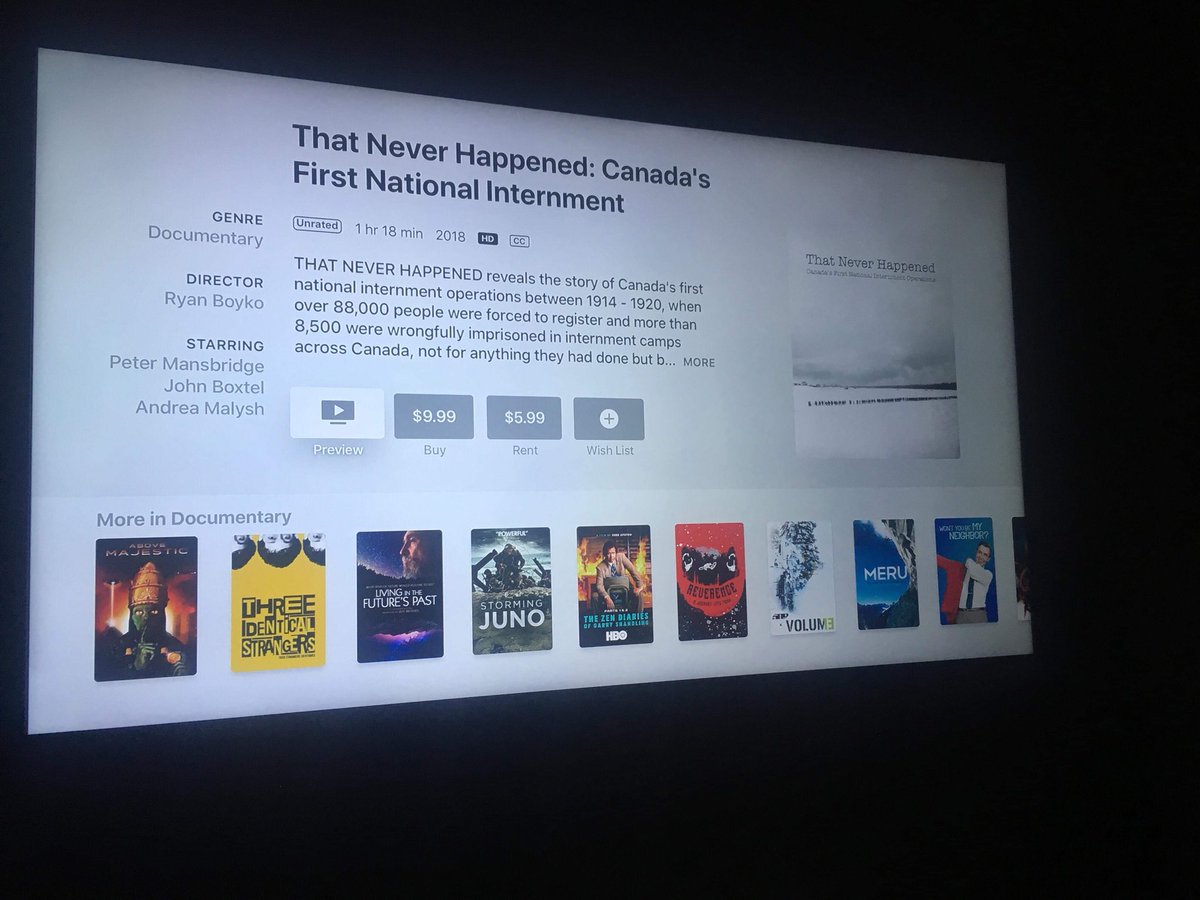 #ThatNeverHappened is in the top 3 #documentaries under $10, right after #HEAL and #TheStoryofQueen #MercuryRising! Thank you to everyone who has rented or bought our film! Go to iTunes to watch it tonight... 🍿🍿🍷🍸🍺📺 <a href="/Ryan_Boyko/">Ryan Boyko</a> <a href="/harveyjkaye/">Harvey J Kaye</a> <a href="/ArmisticeFilms/">Armistice Films Inc.</a> <a href="/IndieCanEnt/">IndieCan Entertainment 🍁</a> #TOP