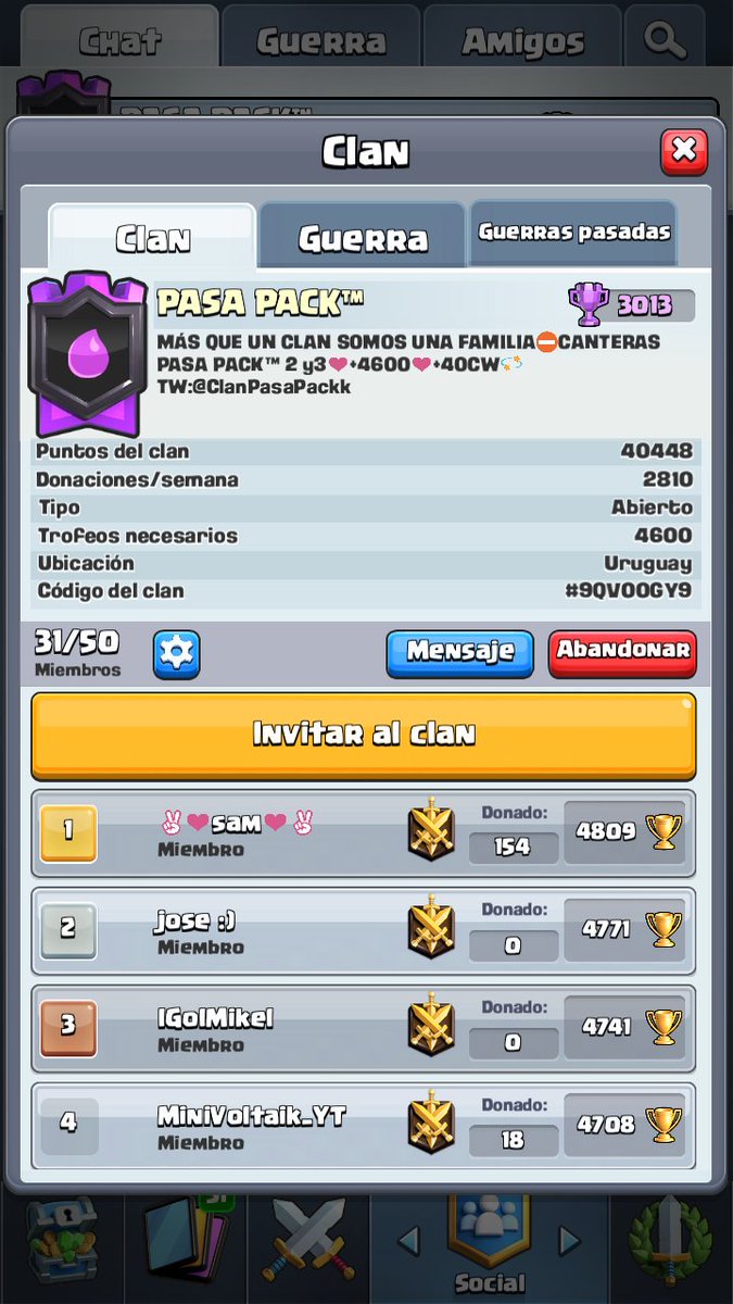 Busco 18 personas que me ayuden a subir en guerra de clanes 😯😢

Somos bien chidos alv rt se agradece
<a href="/PromotionsXo/">Promotions RT'S Xo</a> @DarkfightGT_ <a href="/AyudaJugador/">Ayuda Jugador</a>10_ @AyudaJugador <a href="/ExxodoAgencyTM/">Exxodo Agency</a> @RTS_Agency