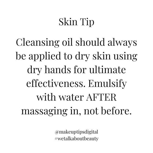 makeuptipsdigit's tweet image. "Cleansing oil should always be applied to dry skin using dry hands for ultimate effectiveness. Emulsify with water AFTER massaging in, not before." If you've got a favourite beauty tip comment below with the hashtag #wetalkaboutbeauty who knows, we may … ift.tt/2RXDmro