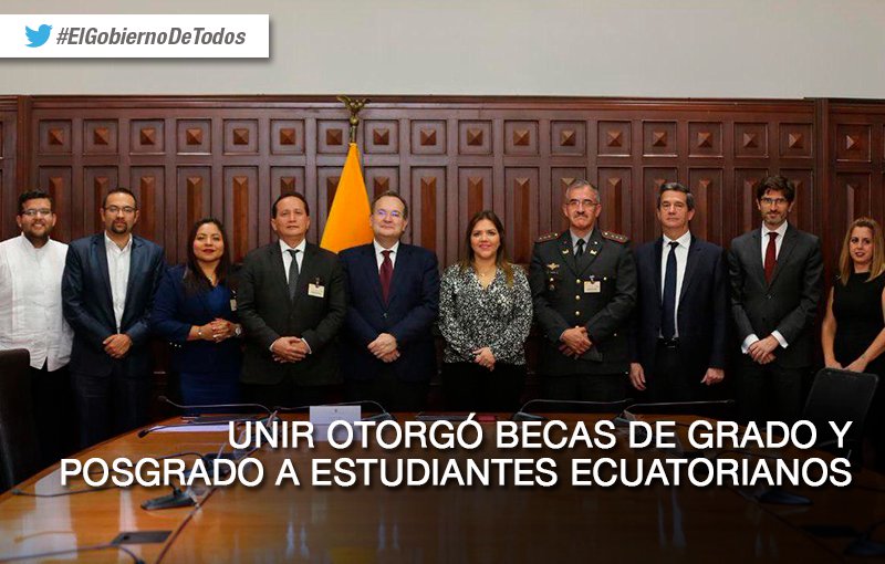 Presidencia_Ec's tweet photo. #ElGobiernoDeTodos | La UNIR otorgó 200 becas de grado y 10 de postgrado a estudiantes ecuatorianos a través de un convenio marco de cooperación suscrito con  @Vice_Ec, esto como resultado de la gira cumplida en España por la segunda mandataria @marialevicuna. https://t.co/ehJ4hChZOk