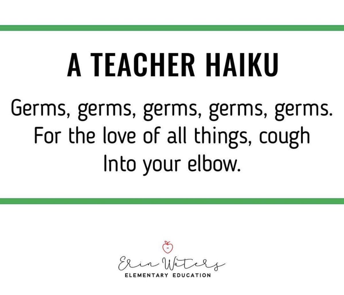IveyFHomer's tweet photo. Couldn’t resist. Love a good haiku, especially one that promotes coughing into one’s elbow. #coughintoyourelbow #passthepurell https://t.co/zSUbREkDFZ
