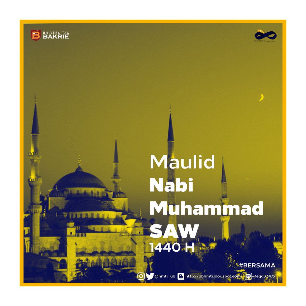 hmti_ubakrie's tweet image. Selamat menyambut Maulid Nabi Muhammad shallallahu ‘alaihi wasallam. Semoga yang ada pada diri Rasulullah dapat menjadi suri tauladan yang baik bagi kita, serta rahmat dan syafaatnya dapat kita nikmati di hari akhir, Amin
#bersama
#hmtiub
#MaulidNabi