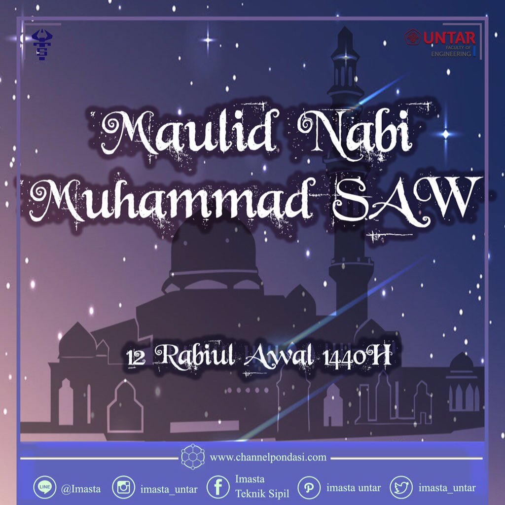 [MAULID NABI MUHAMMAD SAW]

Kami segenap keluarga Ikatan Mahasiswa Sipil Tarumanagara mengucapkan selamat merayakan Maulid Nabi Muhammad SAW bagi yang merayakan

-IMASTA-