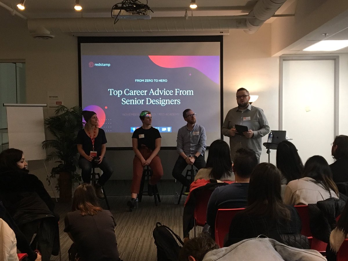 redstamp's tweet photo. And we're off! Full house for tonight's From Zero and Hero panel with top notch design career advice from senior designers in Vancouver! Thank you @REDAcademy for having us! 😍 Do you have Qs for the panel? Tag us or use #RSDesignContest!

#designers #design #careers https://t.co/5452wC5GTI