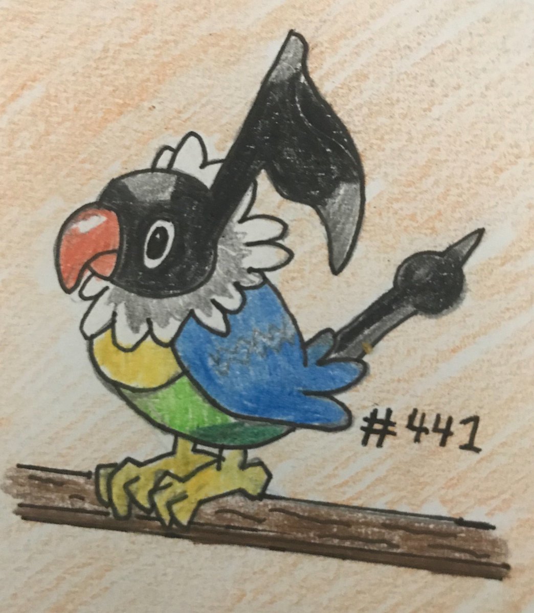 j_ro_draw's tweet image. #Chatot #DrawEveryPokemon #Pokemon #Nintendo #Pencils