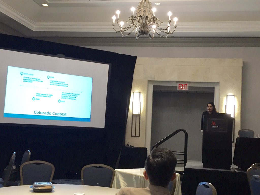 Honored to present alongside my colegas critically interrogating ISRT policies across states w/emerging immigrant populations.Thanks to you both for joining me on this panel and huge shout out to <a href="/kennynien/">H. Kenny Nienhusser</a> and @SusanaPhD for paving the way and for all of your support! #ASHE2018