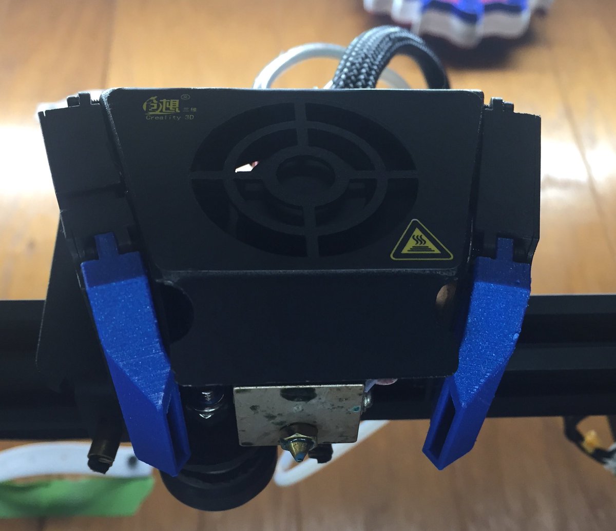 NAK3DDesigns's tweet photo. $7 w/shipping for a 24v cooling fan from @tinymachines3d and a little bit of @Proto_pasta #highfiveblue and the @Creality3dprint CR-X has two working layer cooling fans again. Now that it ainβt broke Iβm gonna have to upgrade it. Hmmmm. Got ideas already......... https://t.co/qBotdttJPd