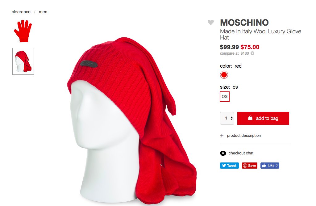 moschino glove hat