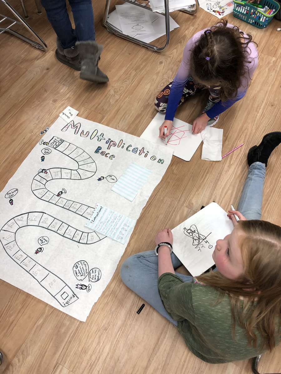 BMSHCroft's tweet photo. Students created and are now playing each other’s board games to review 2 digit multiplication #BrunswickPRIDE #Towslee https://t.co/Llh1Hh8jda