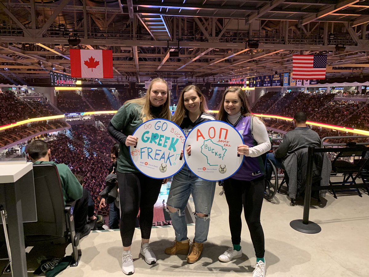 AOII_UWM's tweet photo. New member retreat at the Bucks game was so much fun! https://t.co/2IKt8zGr7F