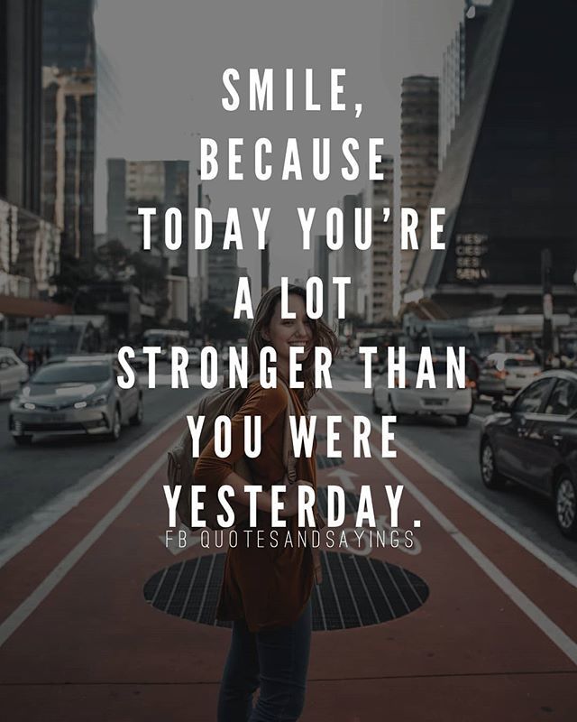 Smile, because today you're a lot stronger than you were yesterday. -unknown

#quotes #sayings #proverbs #thoughtoftheday #quoteoftheday #motivational #inspirational #inspire #motivate ift.tt/2PFMLqP
