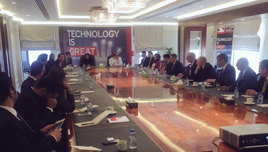 #Qatar #UK Cyber security for #FinancialServices roundtable is underway &amp; stimulating very interesting discussion between Qatar's banks &amp; UK #CyberSecurity companies. With our huge thanks to #QatarCentralBank for hosting. #TechnologyisGREAT #UKinQatar