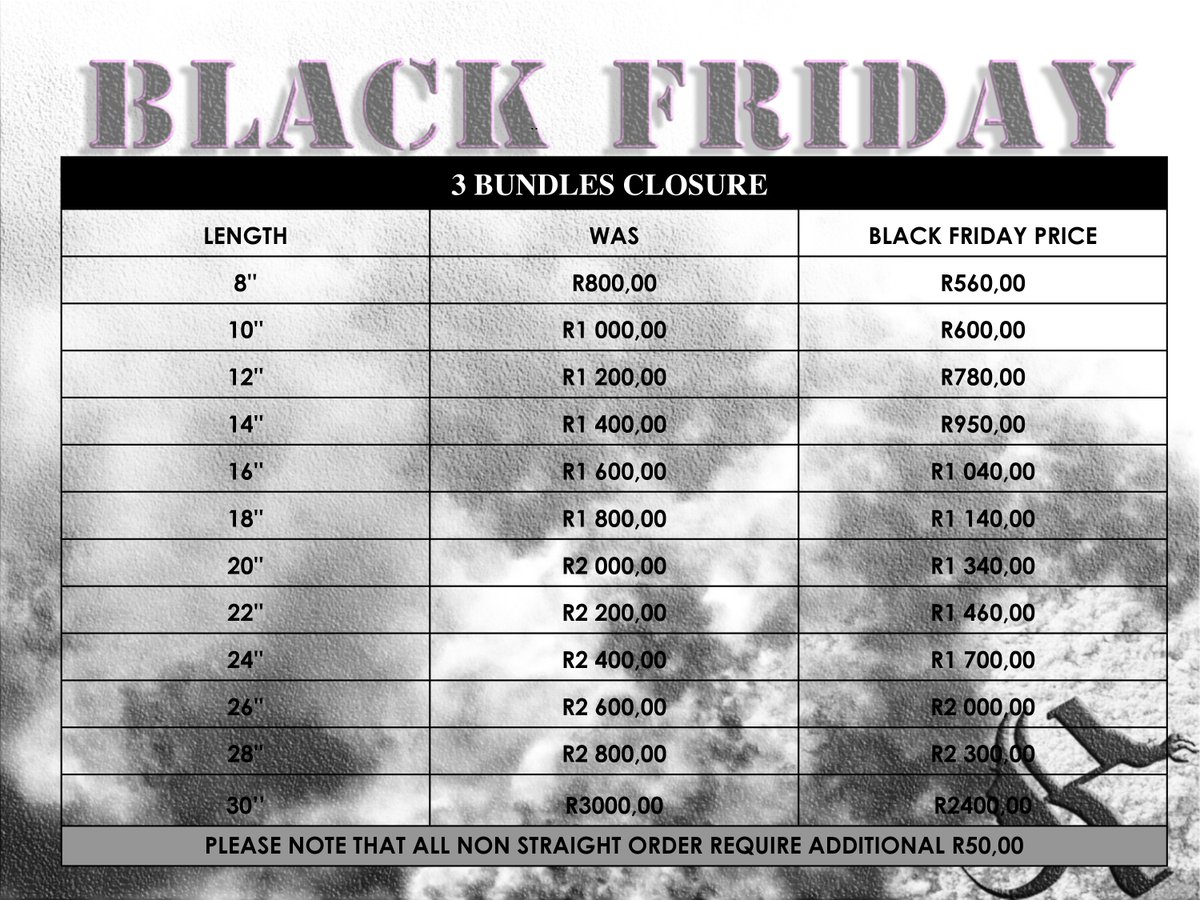 WeavesrusZA's tweet photo. 📢📢📢
Hey Dears 
We finally have you covered, #BlackFriday #WeavesRus Style, no lines, no sweaty shops and no pushing and shoving. 
👀our thread and following posts regarding how to order and get yourz.
Prices are on 🔥🔥🔥🔥 https://t.co/LT0GDMOQVH